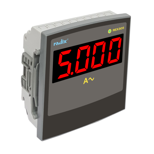 Radix REX305 Single Phase / Three Phase Ammeter, 1" LED Display, 96Wx96Hx45D