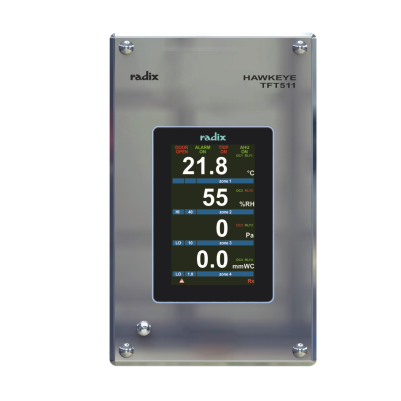 Radix HAWKEYE-TFT511 Clean Room Indicator, 5" Touchscreen Display, 4 Digital Output