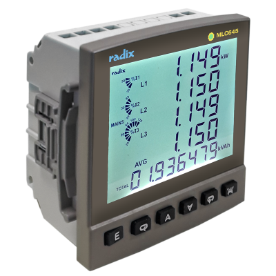 Multifunction Meter With LCD Display, 96Wx96Hx62D | Radix Electrosystems